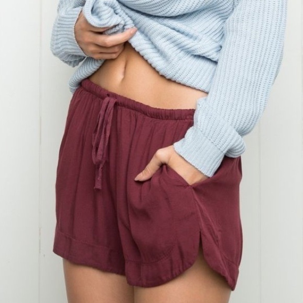 Brandy Melville Burgundy Eve Drawstring Shorts